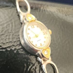 Women's Silver and Gold Accent Quartz Bracelet Watch, Advance, Vintage